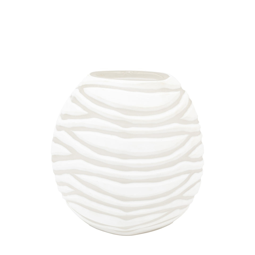 Andorra Handblown Carved Glass Vase - White GalleryDirect 1