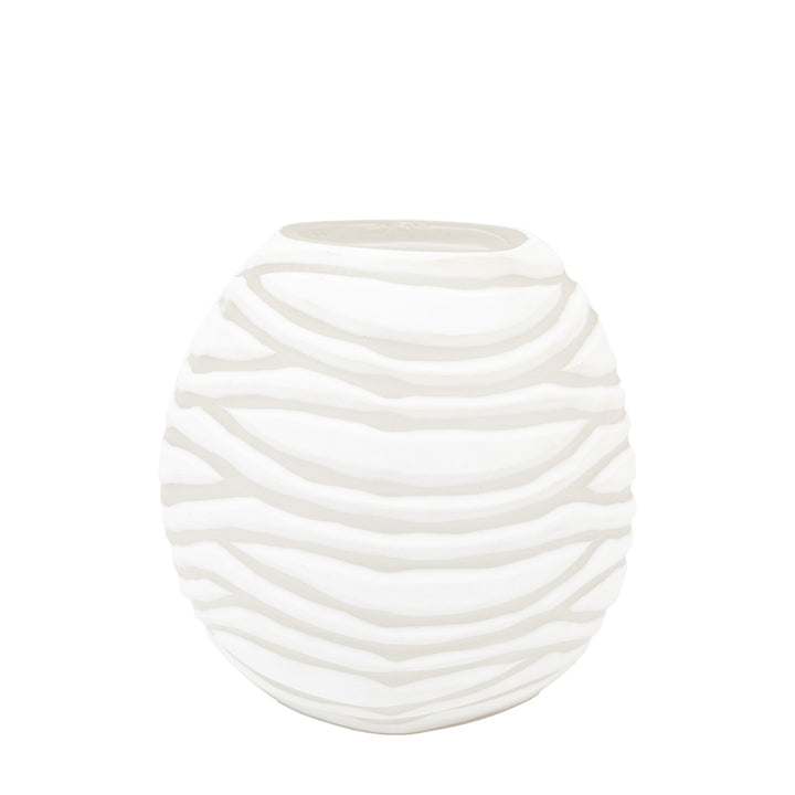 Andorra Handblown Carved Glass Vase - White GalleryDirect 1