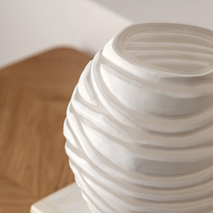 Andorra Handblown Carved Glass Vase - White GalleryDirect 3