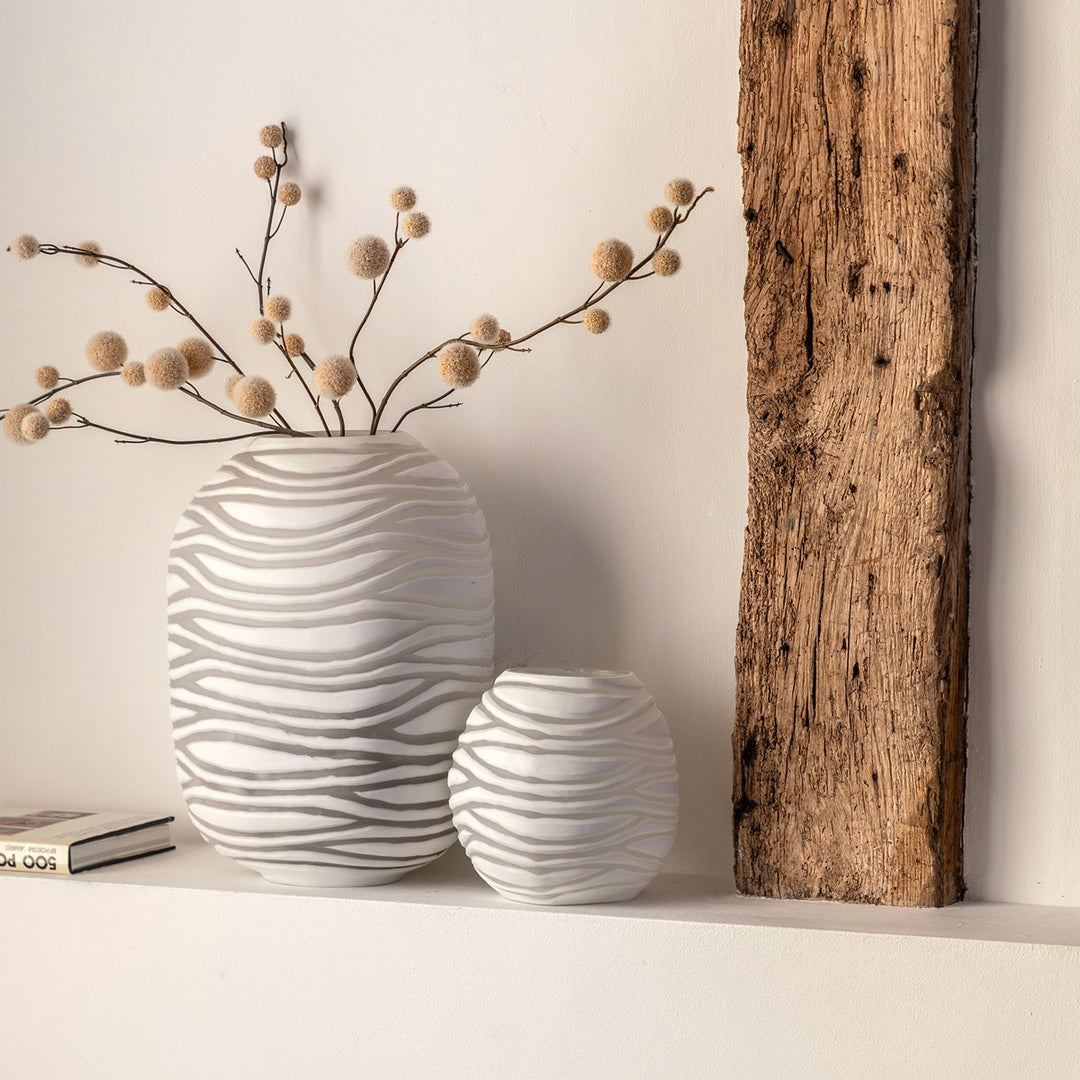 Andorra Handblown Carved Glass Vase - White GalleryDirect 4