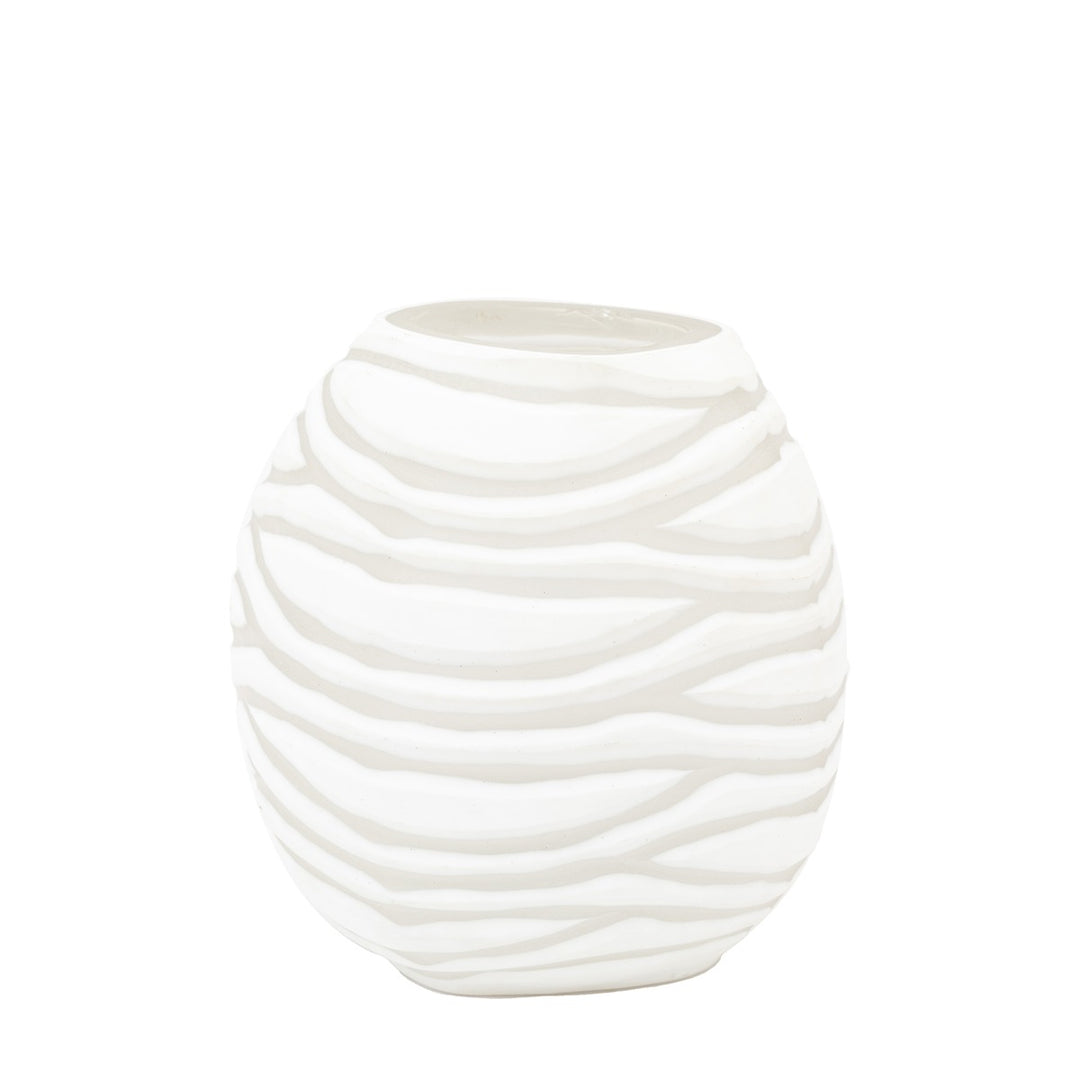 Andorra Handblown Carved Glass Vase - White GalleryDirect 5