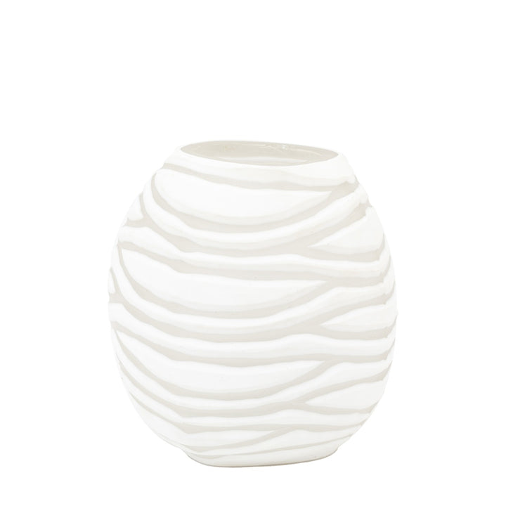 Andorra Handblown Carved Glass Vase - White GalleryDirect 5