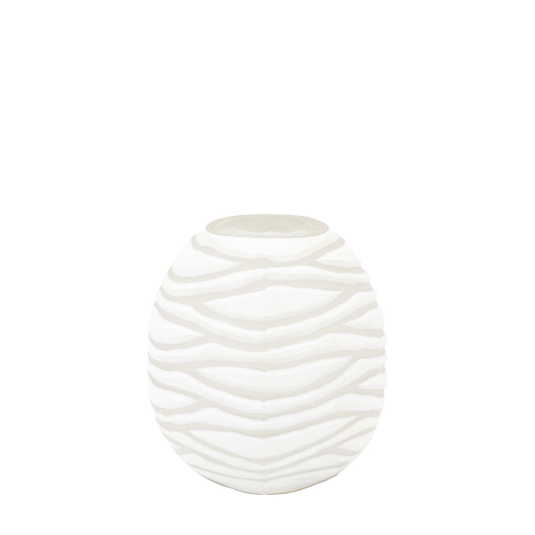Andorra Handblown Carved Glass Vase - White GalleryDirect 6