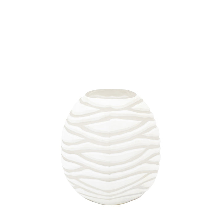 Andorra Handblown Carved Glass Vase - White GalleryDirect 6