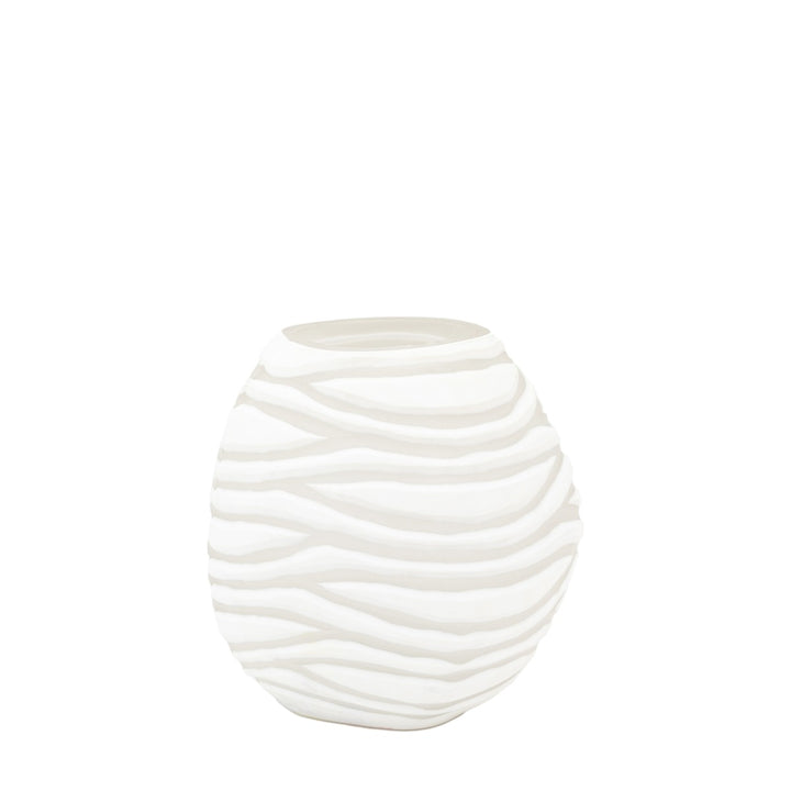 Andorra Handblown Carved Glass Vase - White GalleryDirect 7