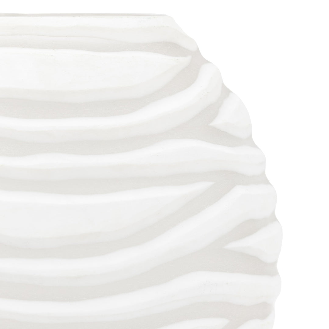 Andorra Handblown Carved Glass Vase - White GalleryDirect 8