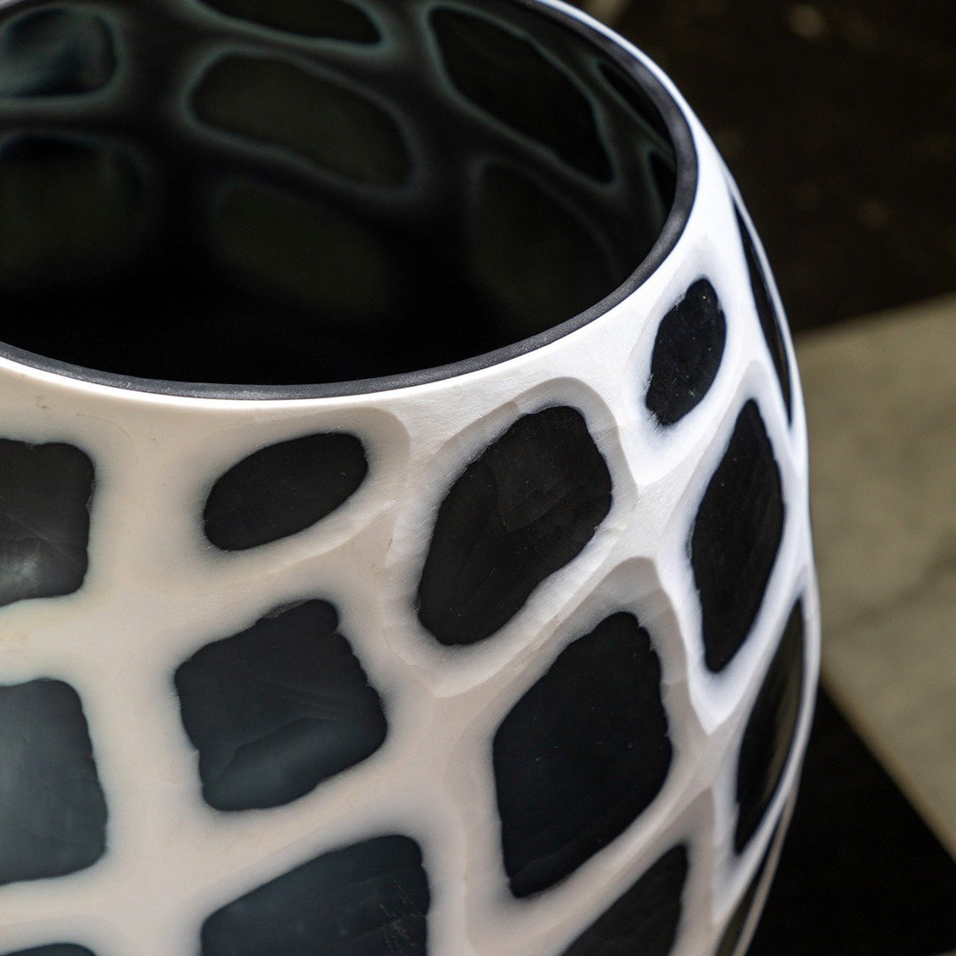 Valencia Handblown Carved Monochrome Glass Vase GalleryDirect 3