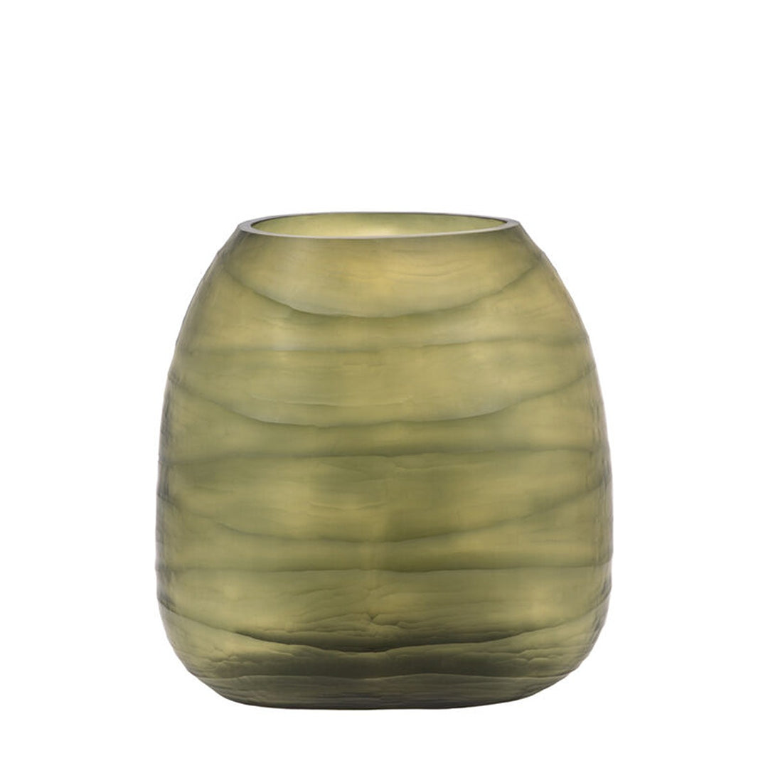 Sintra Handblown Carved Glass Vase - Olive GalleryDirect 3