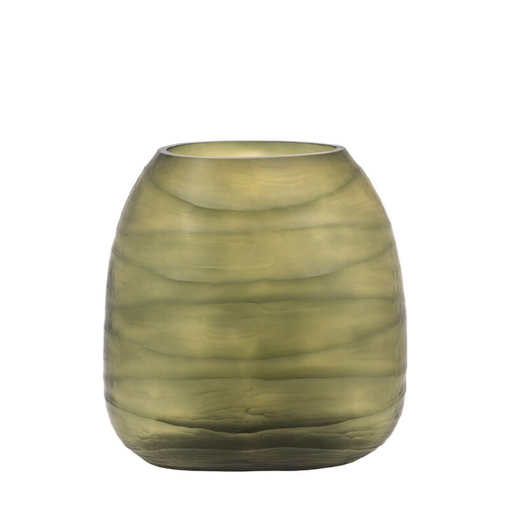 Sintra Handblown Carved Glass Vase - Olive GalleryDirect 3