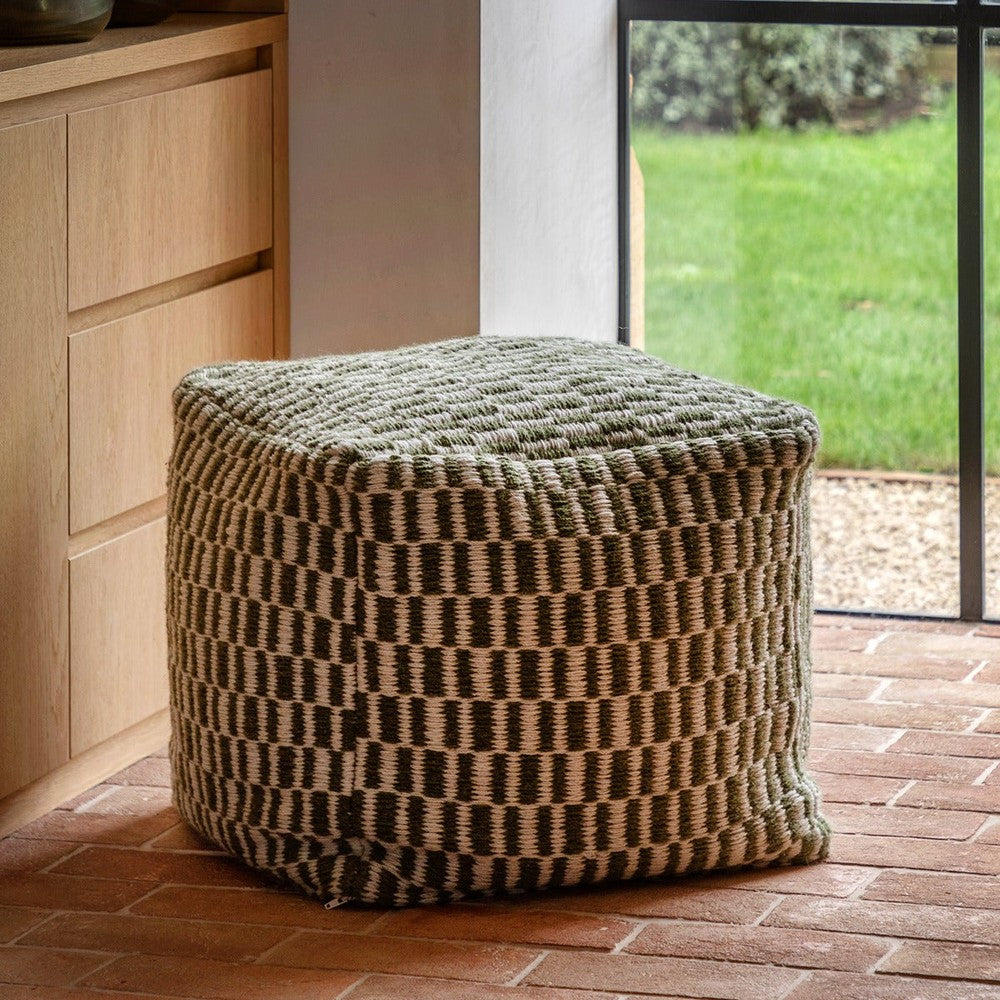 Rauma Wool Woven Pouffe - Olive GalleryDirect 3