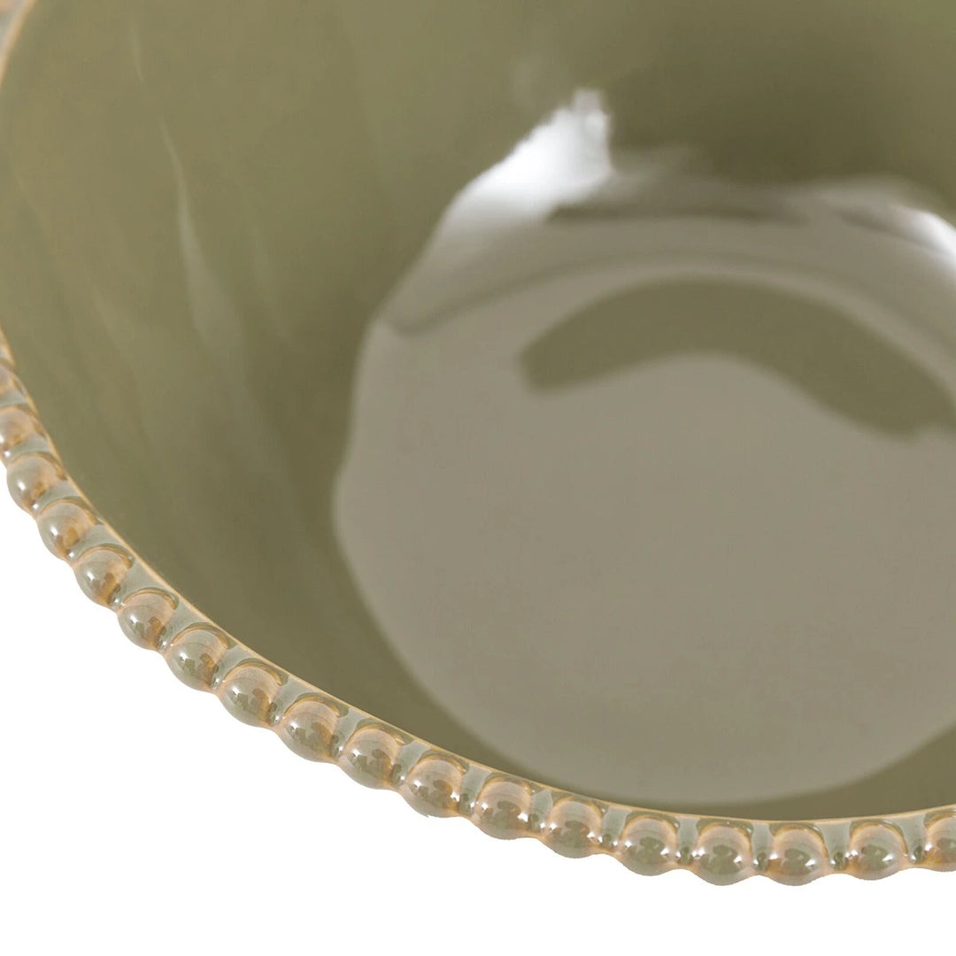 Organic Set of 4 Beaded Bowl - Olive