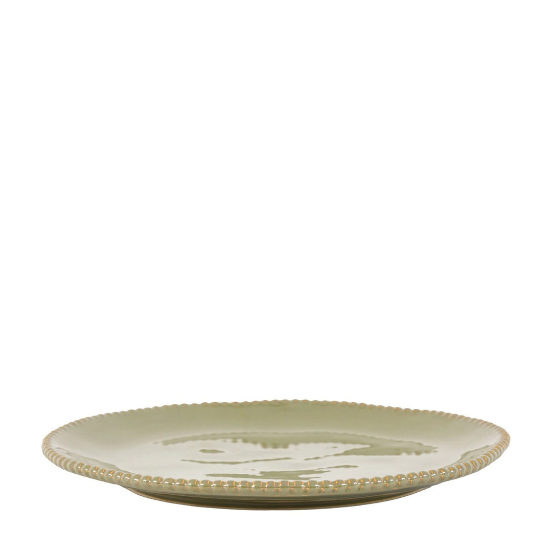 Organic Set of 4 Beaded Dinner Plate - Olive