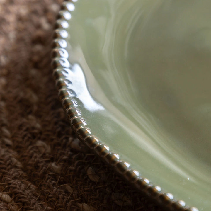 Organic Set of 4 Beaded Dinner Plate - Olive