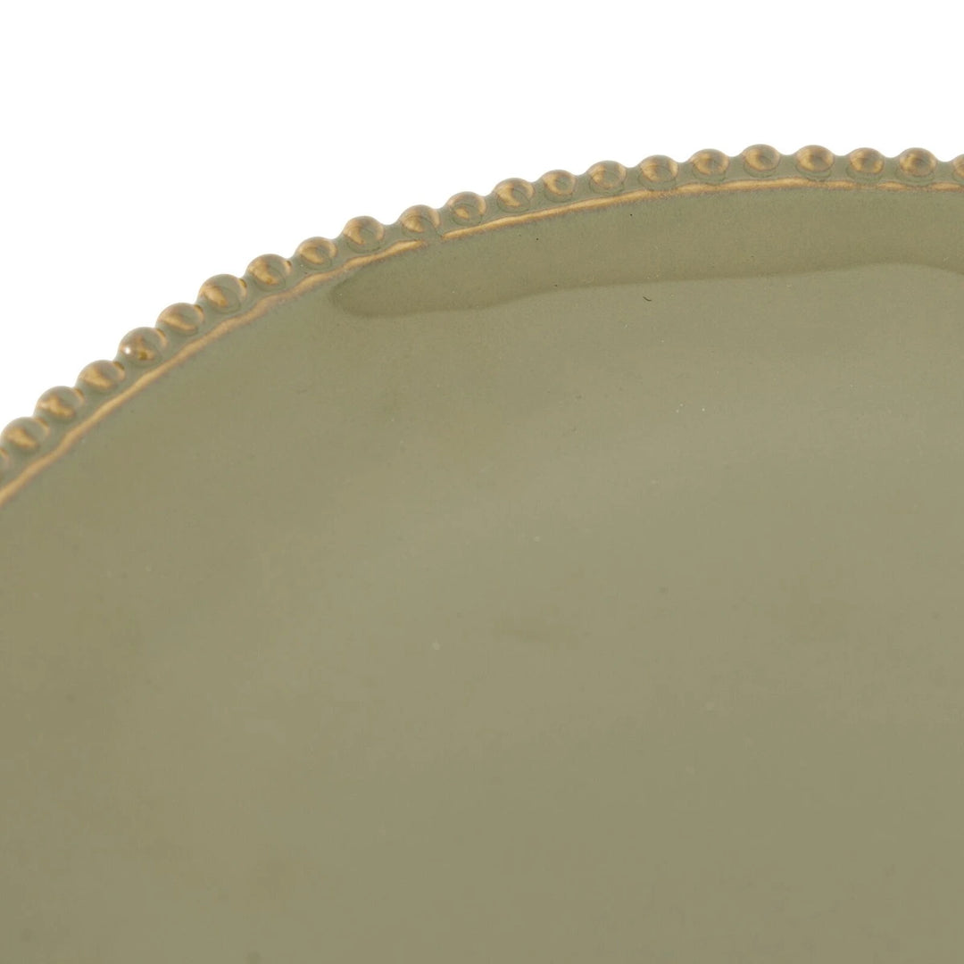 Organic Set of 4 Beaded Dinner Plate - Olive