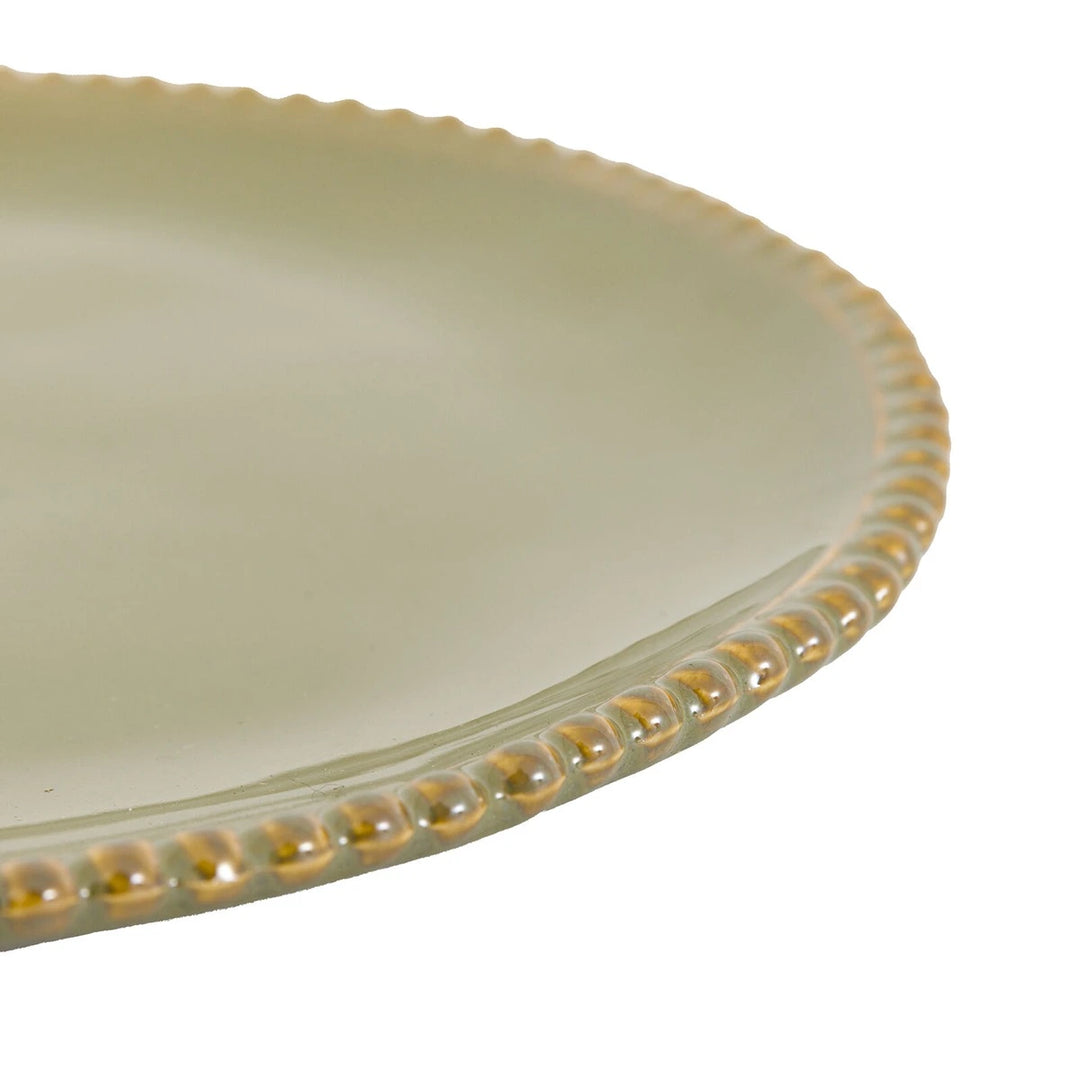 Organic Set of 4 Beaded Dinner Plate - Olive