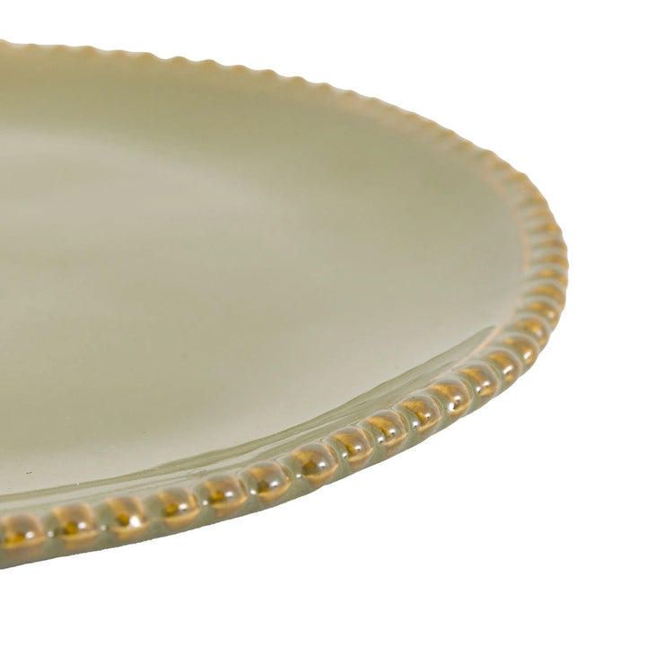 Organic Set of 4 Beaded Dinner Plate - Olive