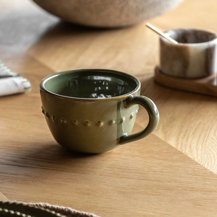 Organic Set of 4 Beaded Mug - Olive