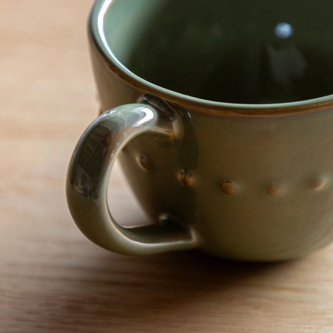 Organic Set of 4 Beaded Mug - Olive