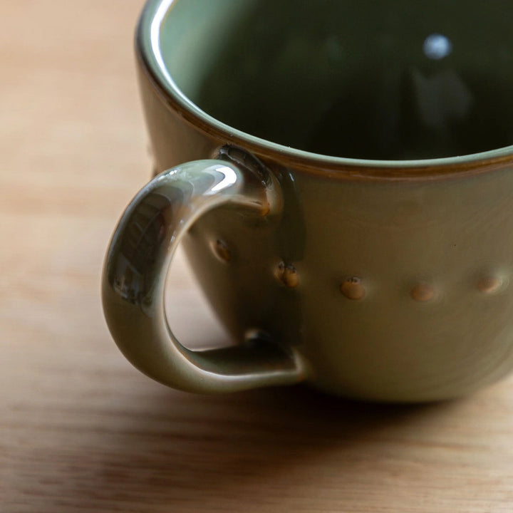 Organic Set of 4 Beaded Mug - Olive