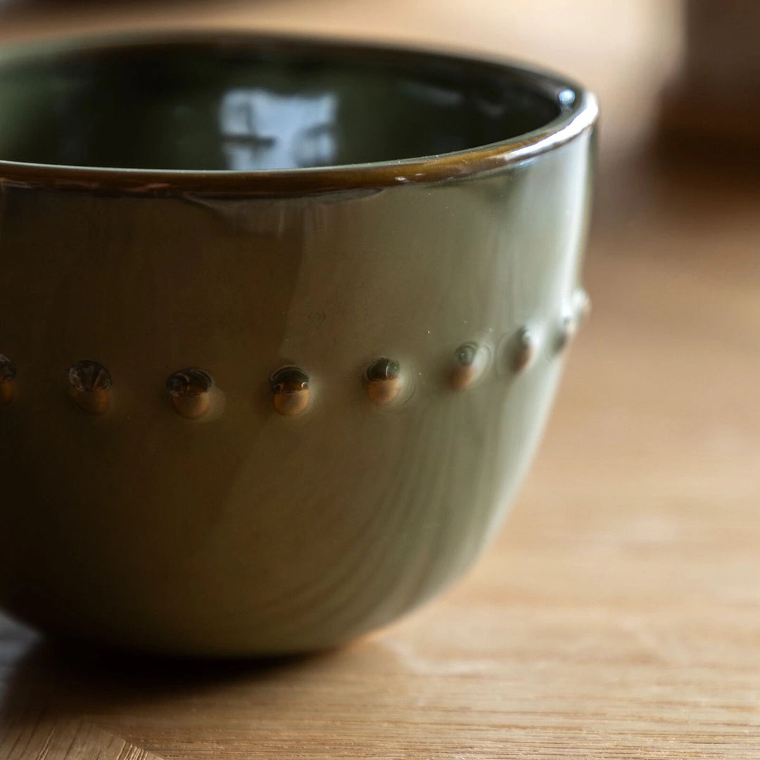 Organic Set of 4 Beaded Mug - Olive