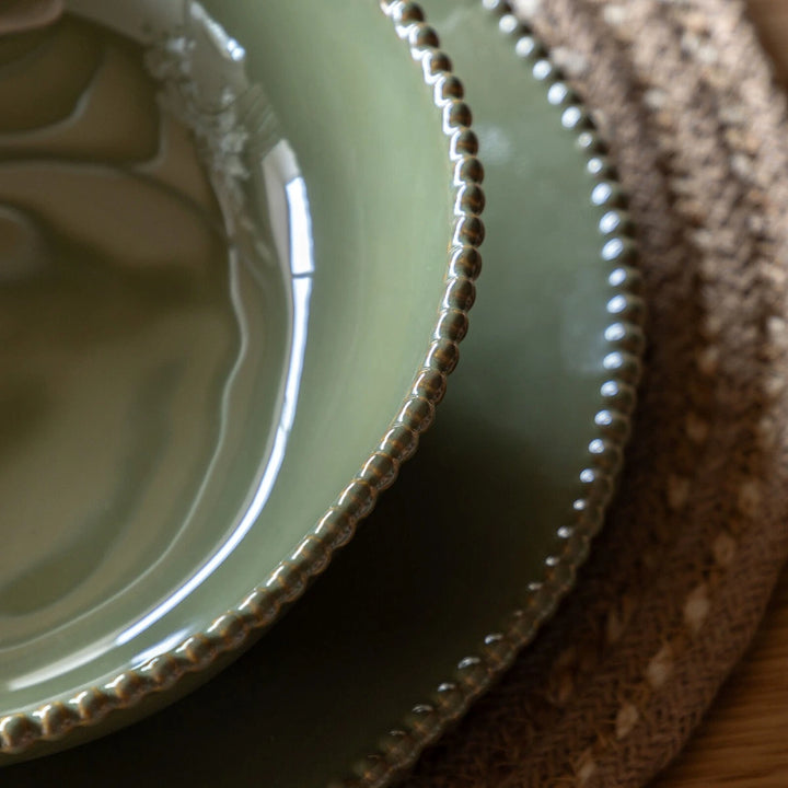 Organic Set of 4 Beaded Pasta Bowl - Olive