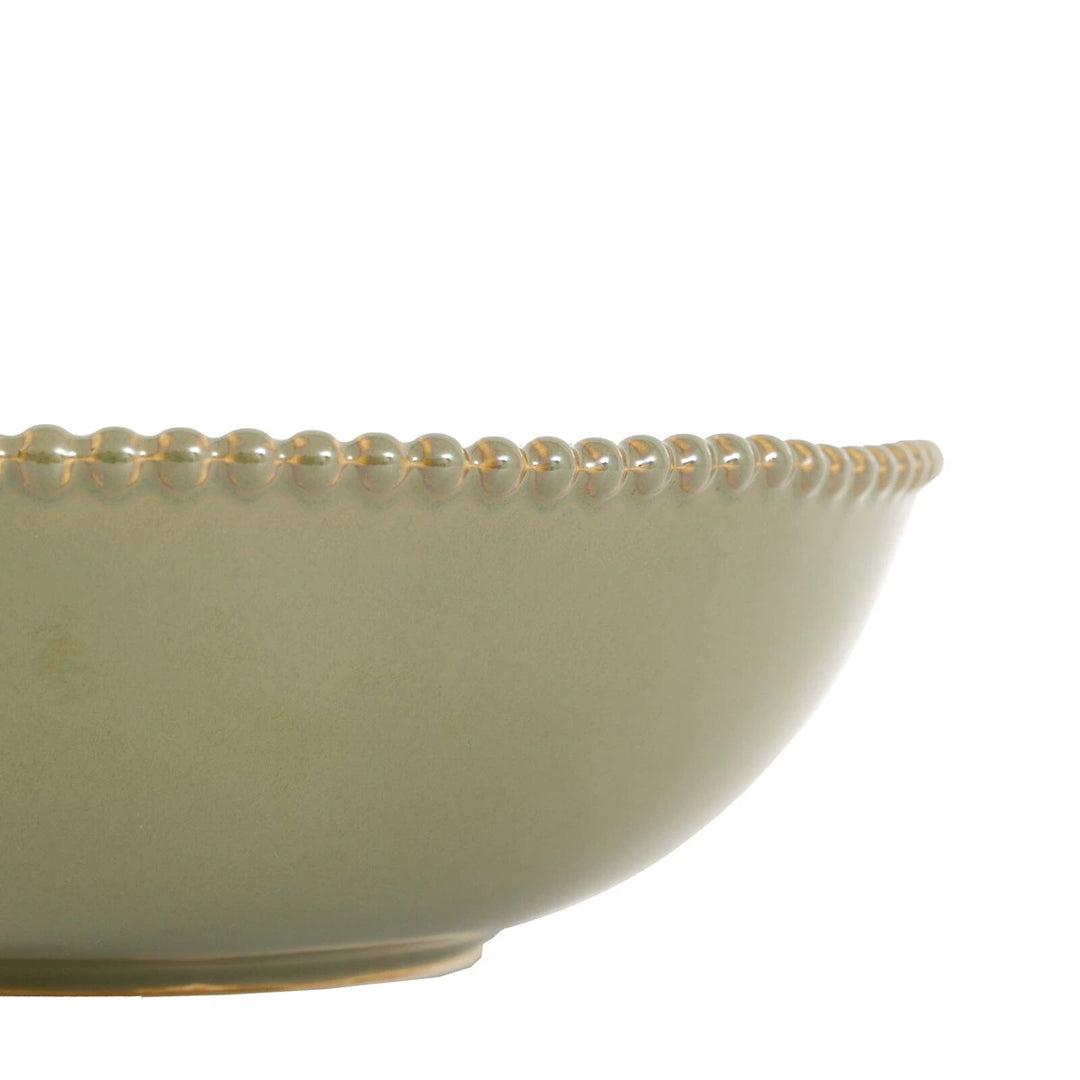 Organic Set of 4 Beaded Pasta Bowl - Olive
