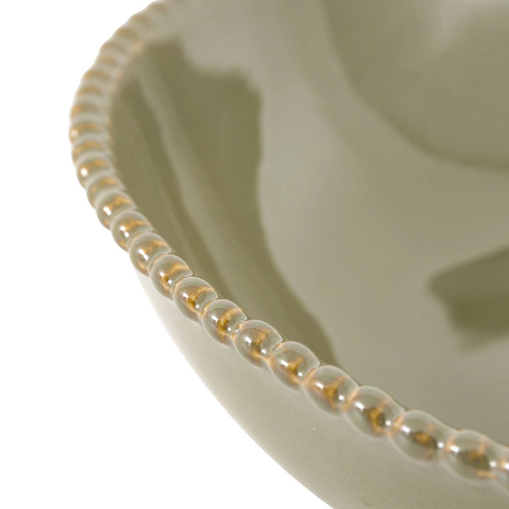 Organic Set of 4 Beaded Pasta Bowl - Olive
