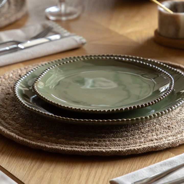 Organic Set of 4 Beaded Side Plate - Olive