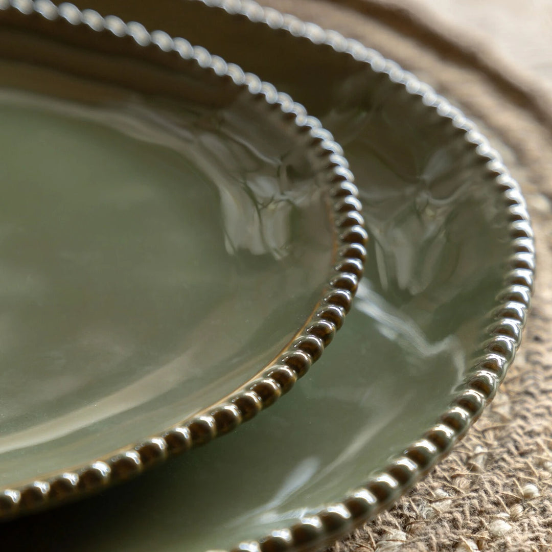 Organic Set of 4 Beaded Side Plate - Olive
