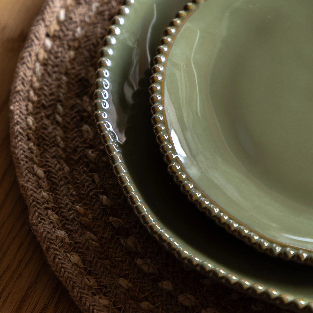 Organic Set of 4 Beaded Side Plate - Olive