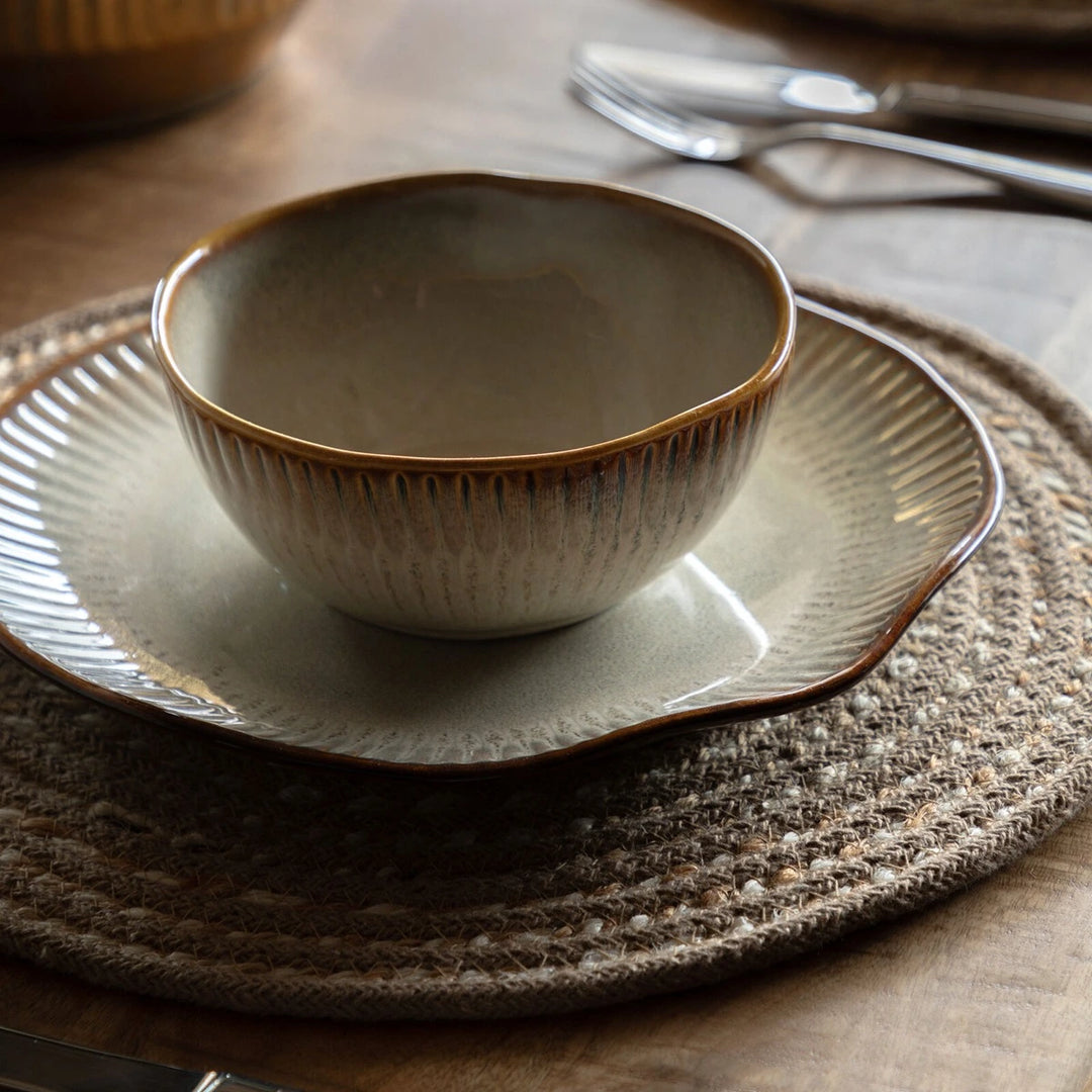 Organic Set of 4 Ridged Bowl - Stone