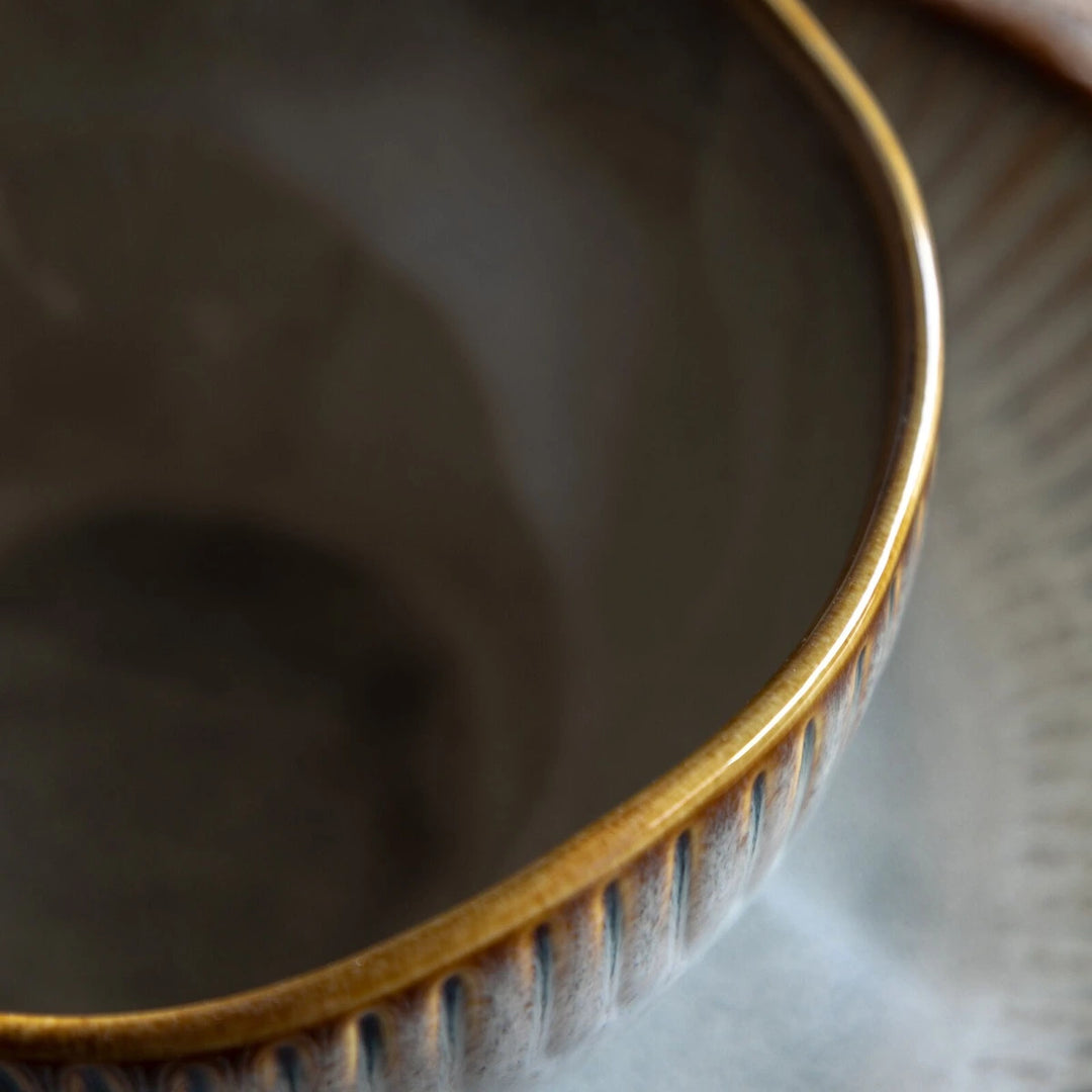 Organic Set of 4 Ridged Bowl - Stone