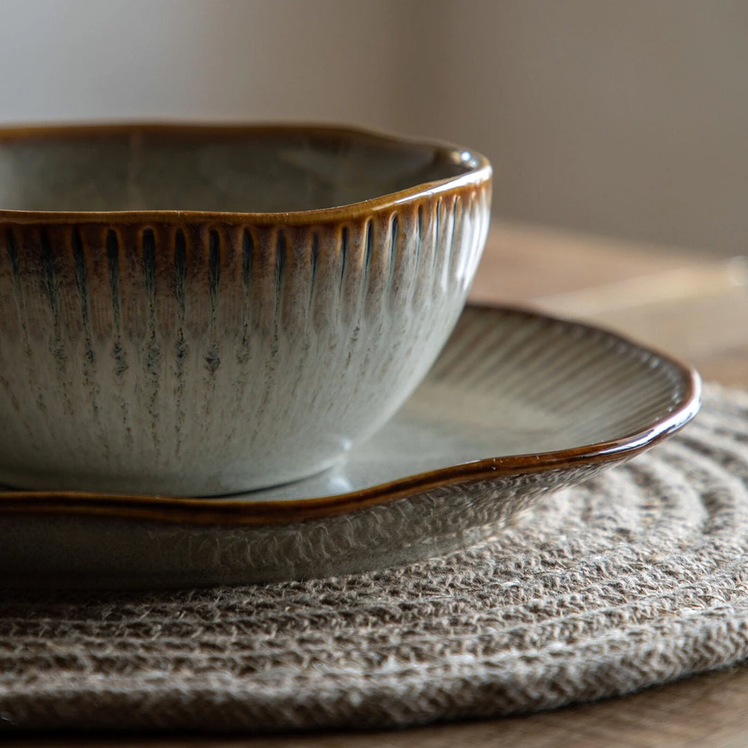 Organic Set of 4 Ridged Bowl - Stone