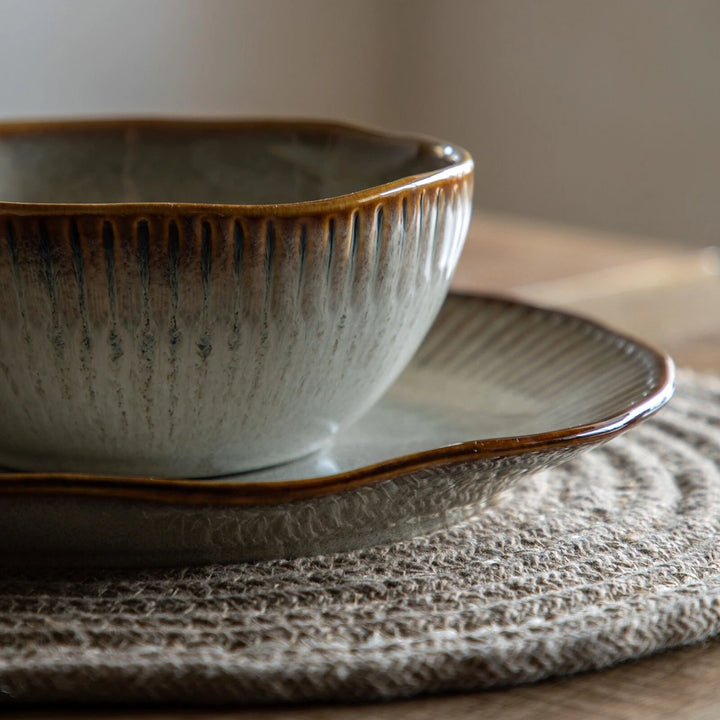 Organic Set of 4 Ridged Bowl - Stone