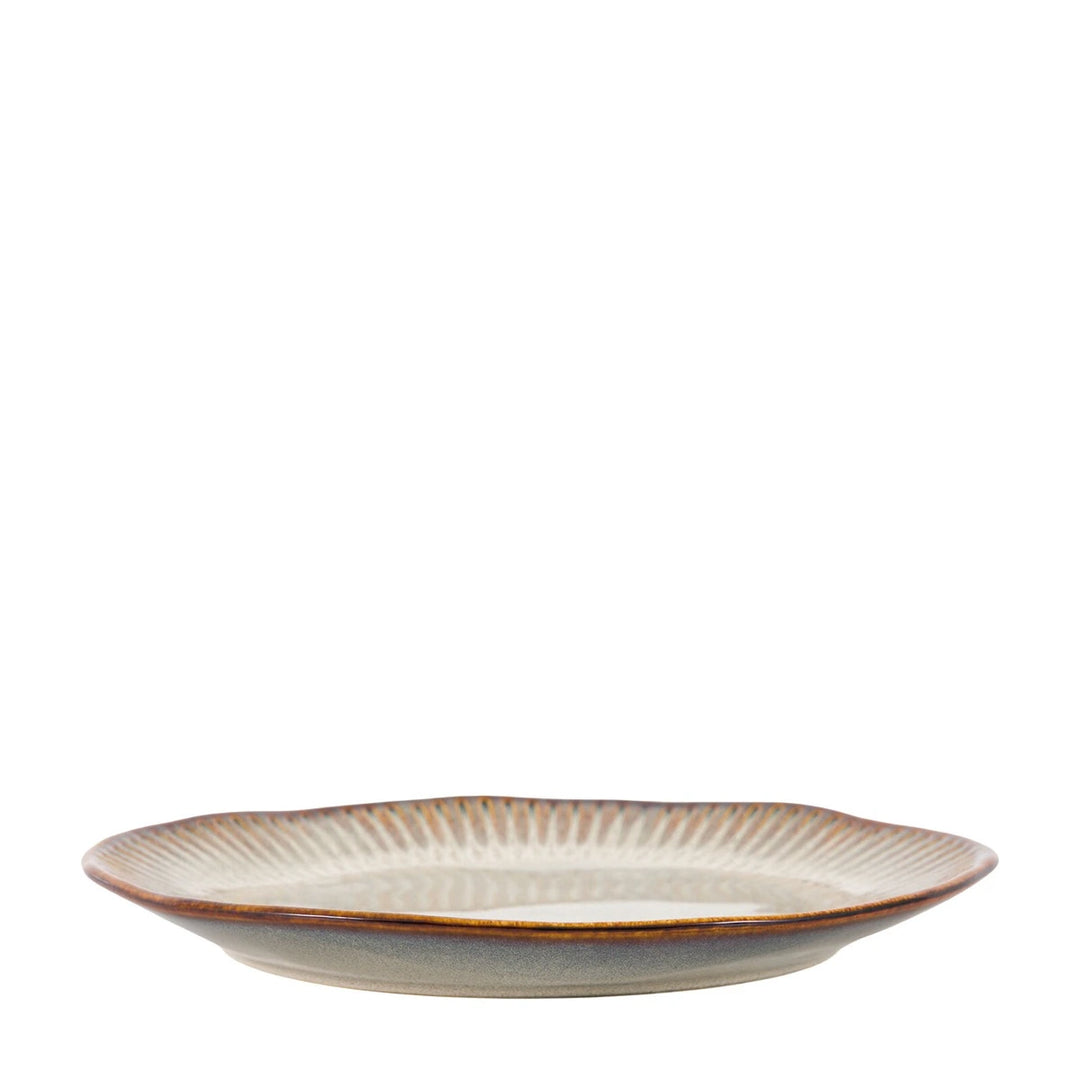 Organic Set of 4 Ridged Dinner Plate - Stone