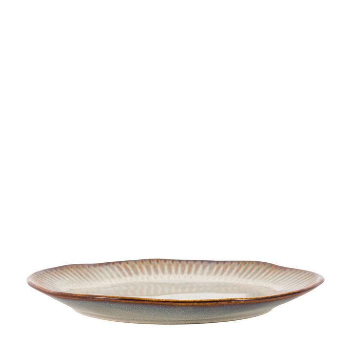 Organic Set of 4 Ridged Dinner Plate - Stone