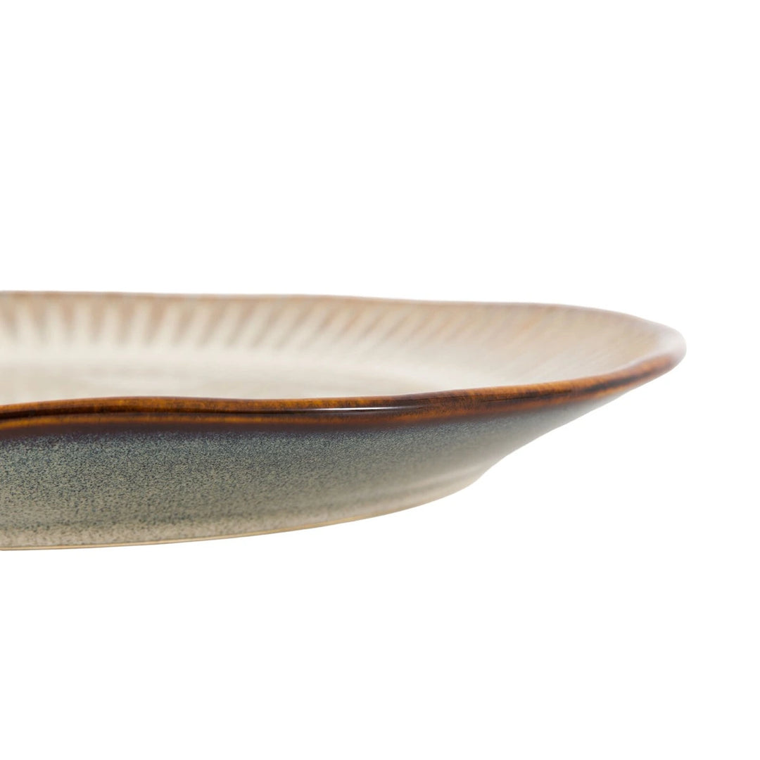 Organic Set of 4 Ridged Dinner Plate - Stone