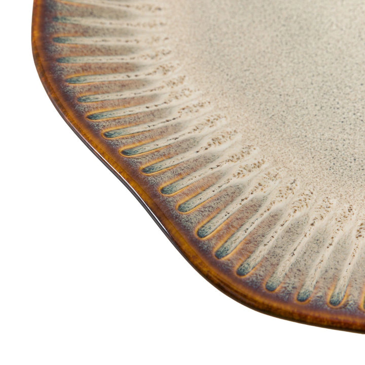 Organic Set of 4 Ridged Dinner Plate - Stone