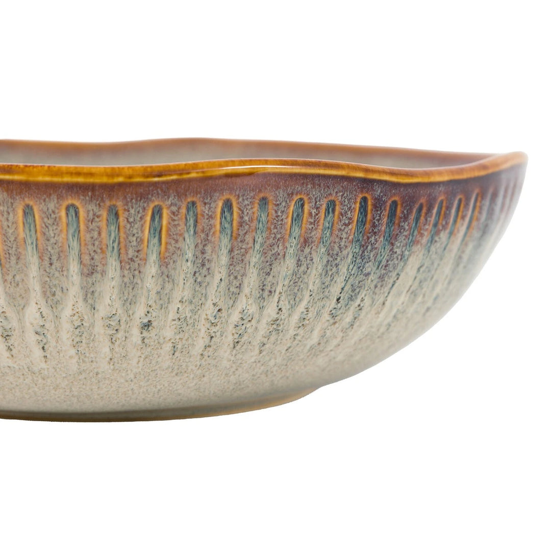 Organic Set of 4 Ridged Pasta Bowl - Stone