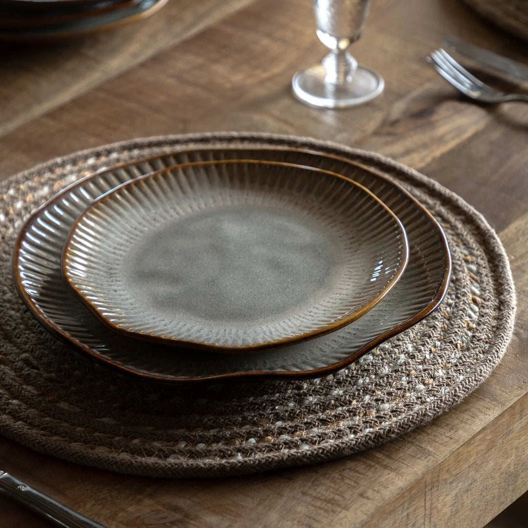 Organic Set of 4 Ridged Side Plate - Stone