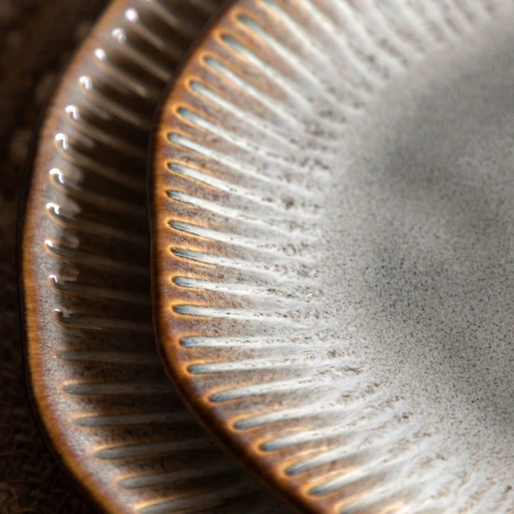 Organic Set of 4 Ridged Side Plate - Stone