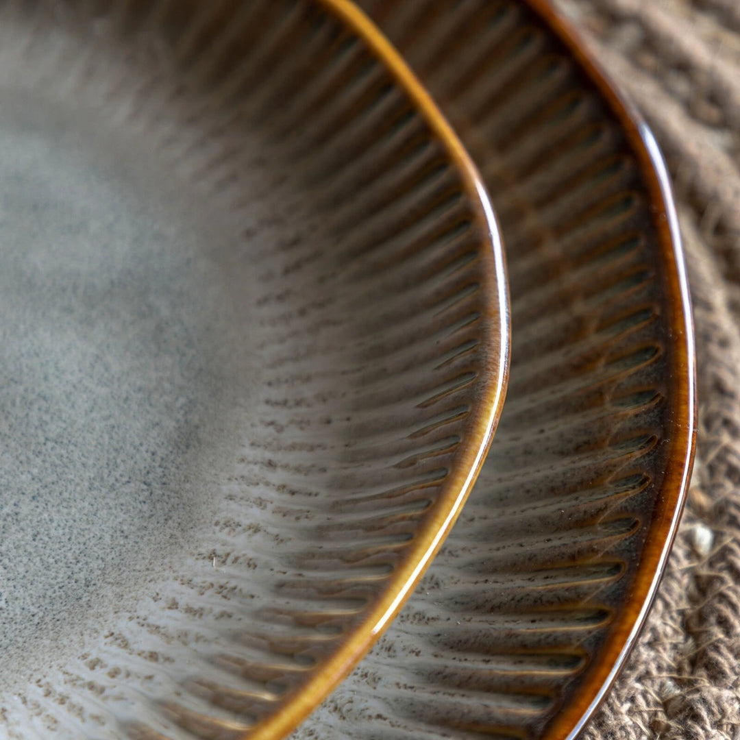 Organic Set of 4 Ridged Side Plate - Stone