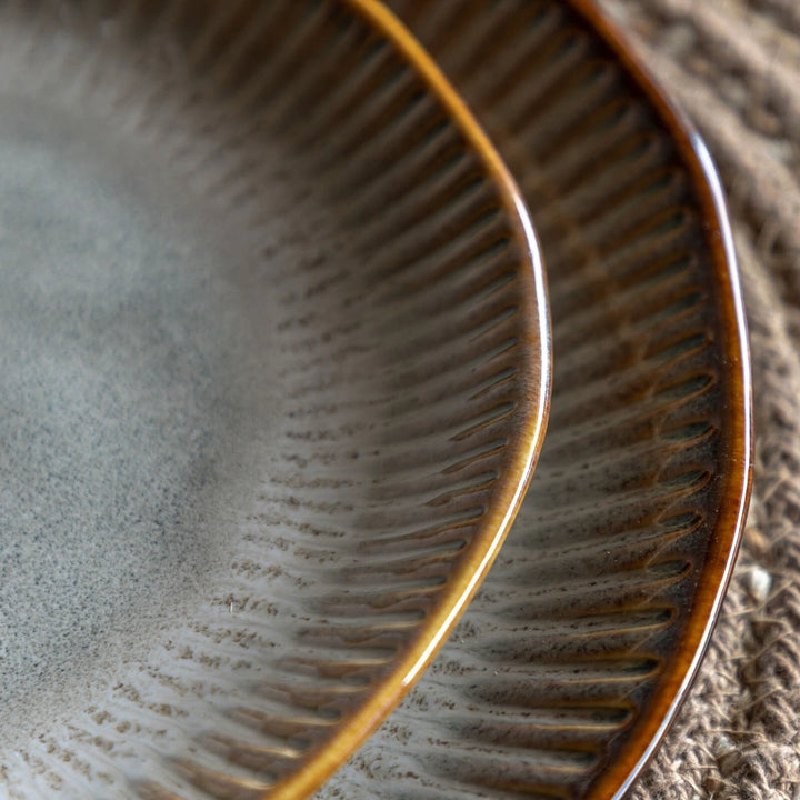 Organic Set of 4 Ridged Side Plate - Stone