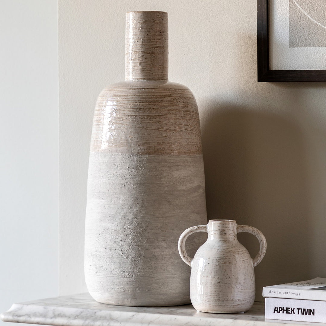 Mobi Ceramic Bottle Vase - Off White GalleryDirect 2