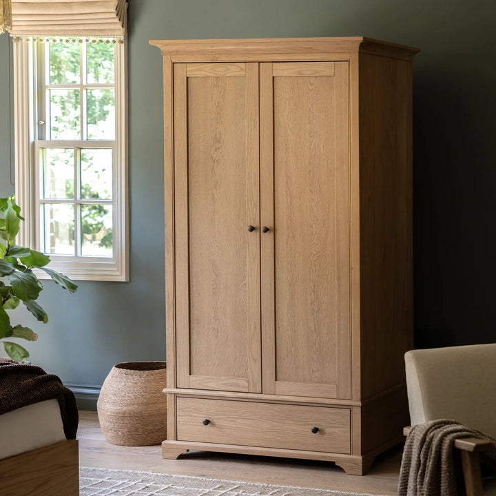 Malvern 2 Door 1 Drawer Wardrobe - Natural