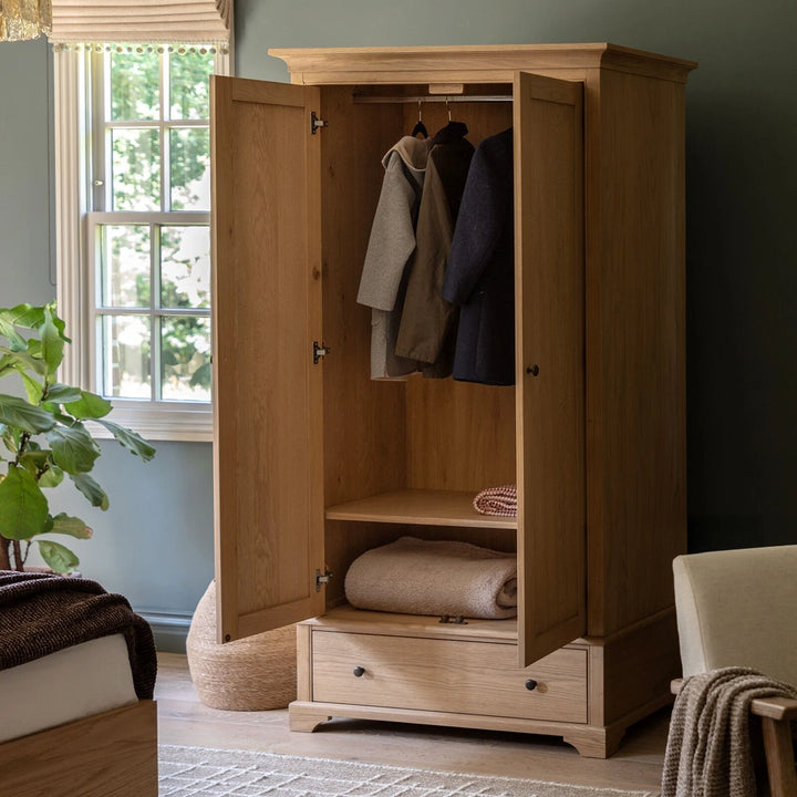 Malvern 2 Door 1 Drawer Wardrobe - Natural