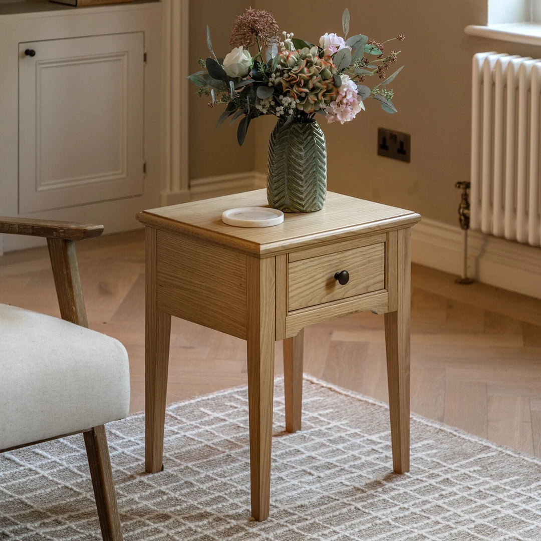 Malvern 1 Drawer Side Table - Natural