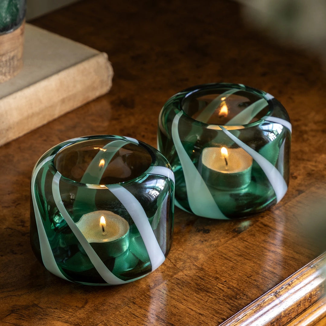 Candy Stripe Set of 2 Tealight Holders