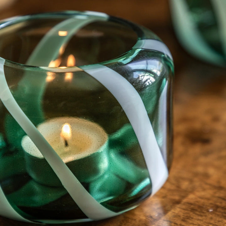 Candy Stripe Set of 2 Tealight Holders
