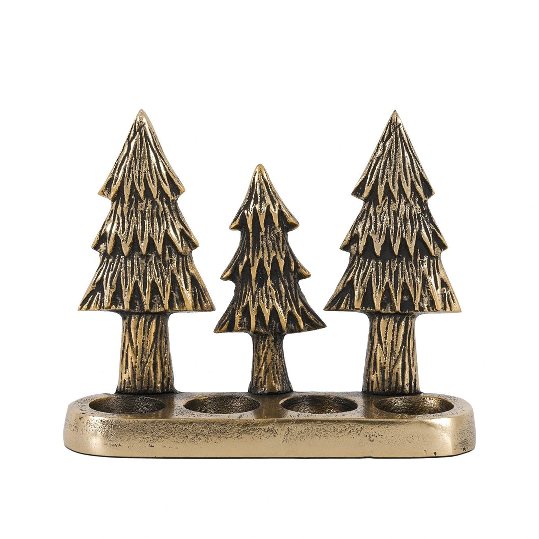 Christmas Tree Tealight Holder - Gold